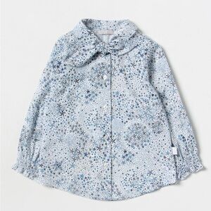 Il Gufo Blue Liberty Fabric Kids Button Down Shirt 3Y